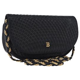 Bolsa de Ombro com Corrente BALLY em Couro Preto e Tom Dourado Auth ka5331 Preto Outro