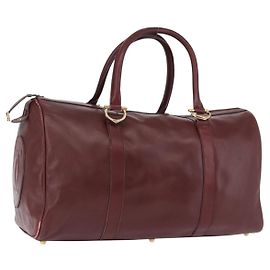 Sac Boston CARTIER Must Line en cuir Bordeaux Or Auth 194043 Doré Bordeaux