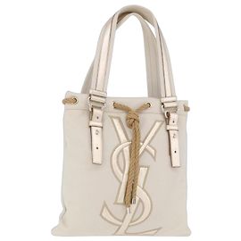 SAINT LAURENT Kahala Tote Bag Canvas Ivory Gold 123435 Auth am12092V Golden Cream