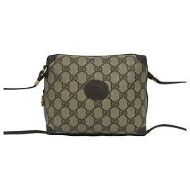 Mini bolsa de ombro em couro com padrão GG Vintage Gucci Marrom