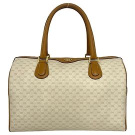 Bolsa Boston Gucci Vintage Micro GG Logo Pattern Bege