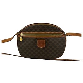 Céline Bolsa de ombro mini Celine Vintage Macadam Blazon Triomphe Marrom
