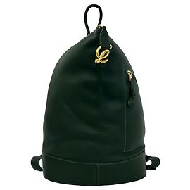 Loewe Anton Logo Lederrucksack Grün