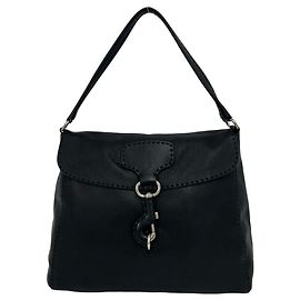 Prada Triangle Logo Hardware Leather One-Shoulder Bag Black