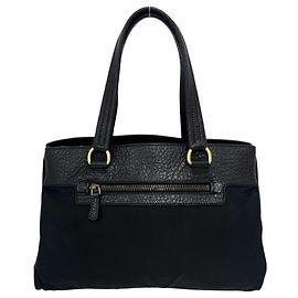 Prada Triangle Logo Hardware Plate Mini Tote Bag Black