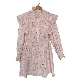 Claudie Pierlot Blumenkleid mit Spitze Pink Weiß Rot