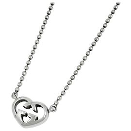 Colar Gucci Interlocking G Heart Prata