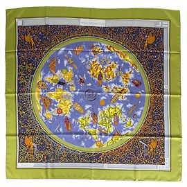 Hermès Pañuelo Hermes Carre 90 Multicolor Verde
