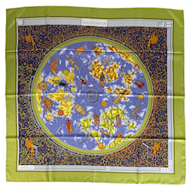 Hermès Lenço Hermes Carre 90 Multicor Verde
