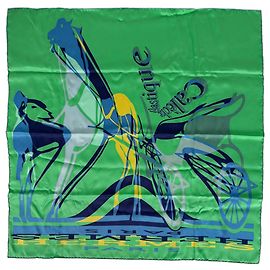 Hermès Sciarpa Hermes Carre 70 Caleche Elastic Blu Verde Giallo
