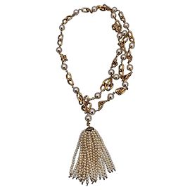 Chanel Collana Vintage Nappe e Perle D'oro Ebano
