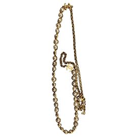 Colar Station Chanel 24S em Pérolas Falsas e CC Branco Dourado