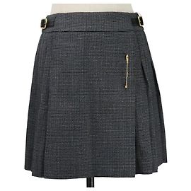 Céline Saia plissada de lã com detalhe de alfinete Celine Marrom
