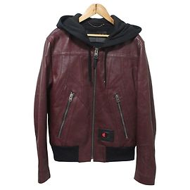 Coach Champion Collaboration Leather Jacket Brown Dark red