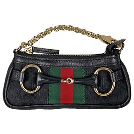 Gucci Horsebit Geldbörse/Münzbeutel Schwarz Rot Grün