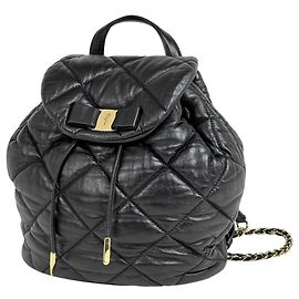 Salvatore Ferragamo Quilted Leather Backpack Black