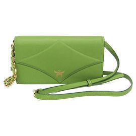 MCM Diamond Chain Wallet MYLEAAK01 Light green