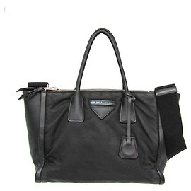 Borsa a tracolla Prada Concept 1BA183 in pelle e nylon da donna Nero