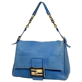 Fendi Blue Leather Shoulder Bag Blue