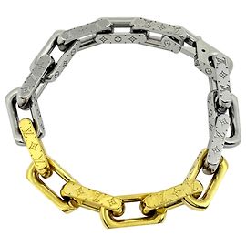 Pulseira de corrente Louis Vuitton Monogram LV GP prateada Prata Dourado