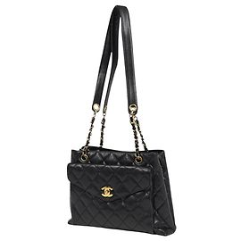 Borsa Tote Chanel Coco Mark Chain Nero