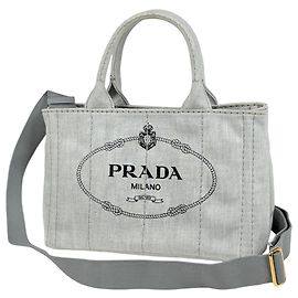 Prada Canapa Tote 2-Way Denim Bag White