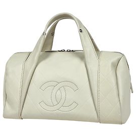 Bolsa de couro marfim Chanel Cru