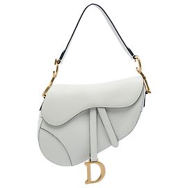 Bolsa Saddle em couro de bezerro granulado branco Dior Branco