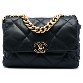 Chanel Black Large Lambskin 19 Flap Noir