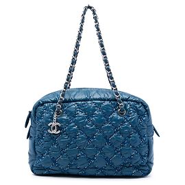 Bolsa Bowler Chanel Blue Paris Byzance em Nylon e Tweed com laço bordado Azul Azul marinho