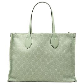 Gucci Green Large GG Denim Ophidia Tote Green Light green