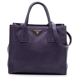 Sac cabas ouvert convertible Prada Purple Vitello Daino Violet