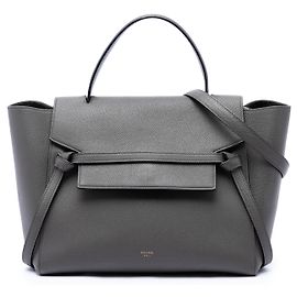 Céline Celine Bolsa Belt em couro de bezerro granulado cinza Mini Marrom Cinza antracite