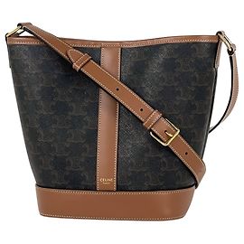 Céline Bolsa de ombro Celine Triomphe Small Bucket Marrom