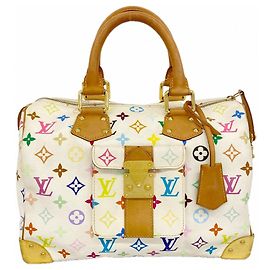 Sac à main Louis Vuitton Monogram Multicolor Speedy 30 M92643 Blanc Blanc