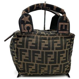 Fendi Zucca Handbag Pouch Brown Khaki