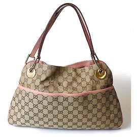 GUCCI 121023 GG Canvas Tote Bag Beige
