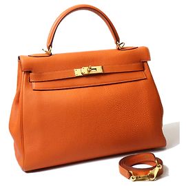 Hermès Sac à main Hermes Kelly 32 en cuir Togo Orange Orange