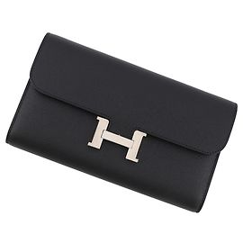 Hermès Hermes Constance Long Wallet in Black Epsom Leather Black