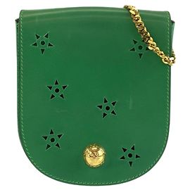 Céline Bolsa de ombro CELINE Vintage Starball Cutout em couro verde Verde