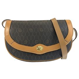 Bolsa de ombro Christian Dior Vintage em couro marrom Marrom