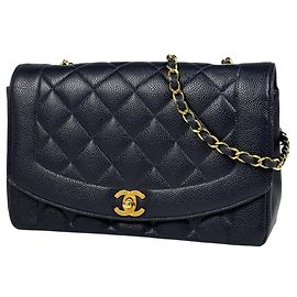 Borsa a Spalla Chanel Diana Matelassé Blu navy