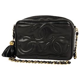Borsa a tracolla Chanel in pelle nera Nero