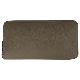 Cartera larga de seda Azap de Hermès Gris pardo