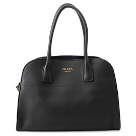 Sac cabas en cuir noir Prada Noir