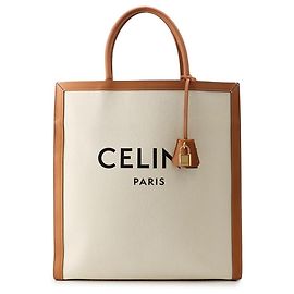 Céline Celine Vertical Cabas Canvas Tote Bag Beige Camel