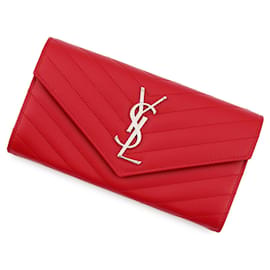 Carteira Cassandra Matelassé Large Flap Yves Saint Laurent Vermelho