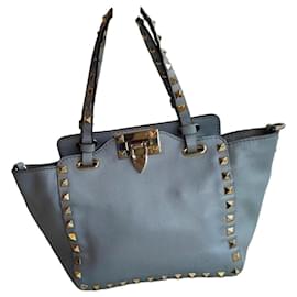 Valentino Garavani Rockstud Small Trapeze Sac Cabas Cuir Gris Gris