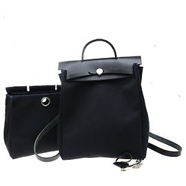 Hermès Hermes Herbag A Dos Toile big Negro