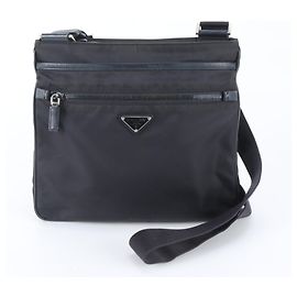 Borsa a tracolla in pelle Saffiano Prada Blu navy